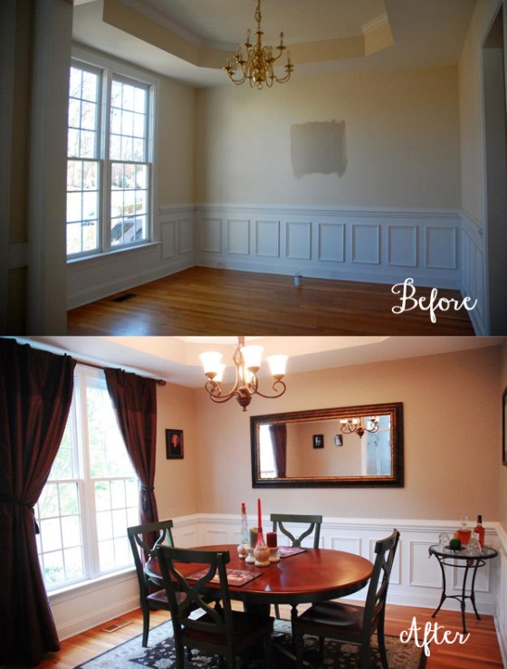 Dining Room with paint and chandelier