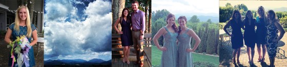 Memories from the wedding: The beautiful bride, NC mountains, the husband, the bff, and rehearsal fun