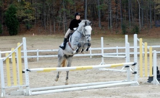 Jumping Ivan over one of the jump standards that took me out